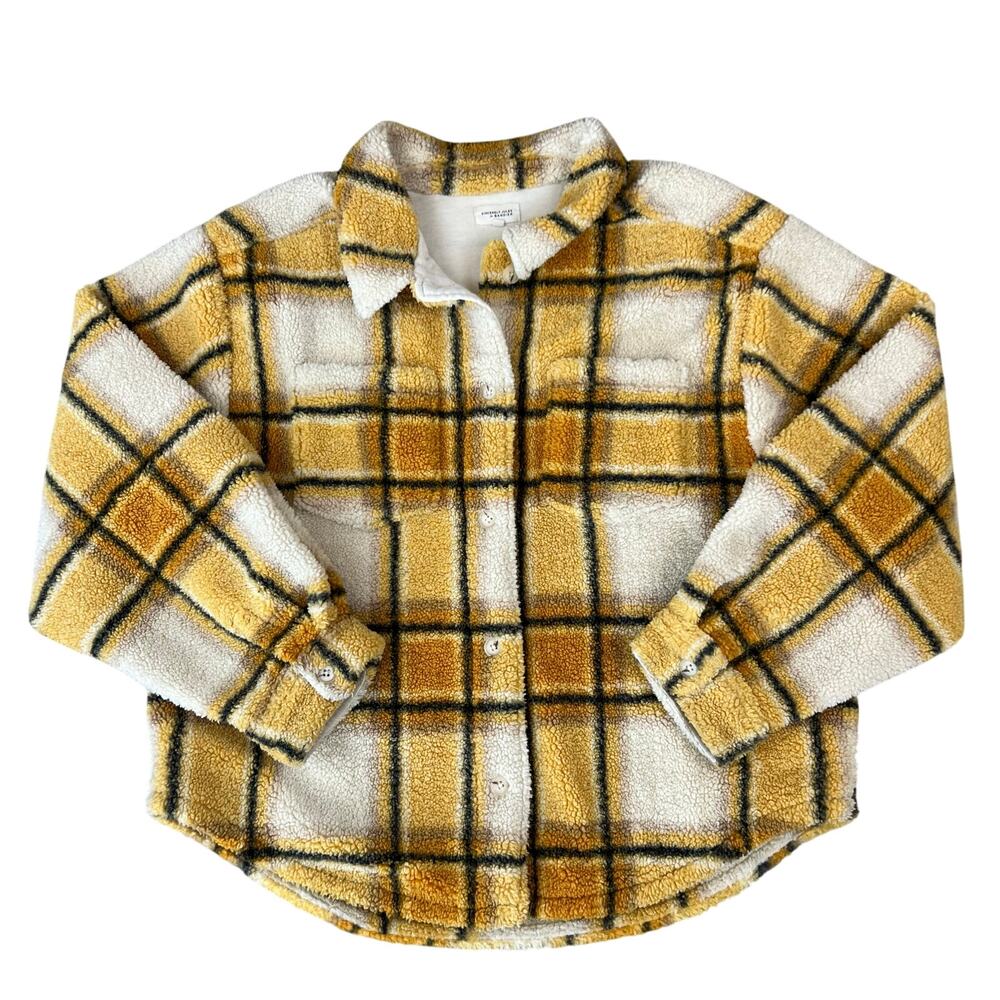 Sincerely Jules For Bandier Aspen Sherpa Jacket in Amber Plaid Shacket (Sz L) - Picture 3 of 11